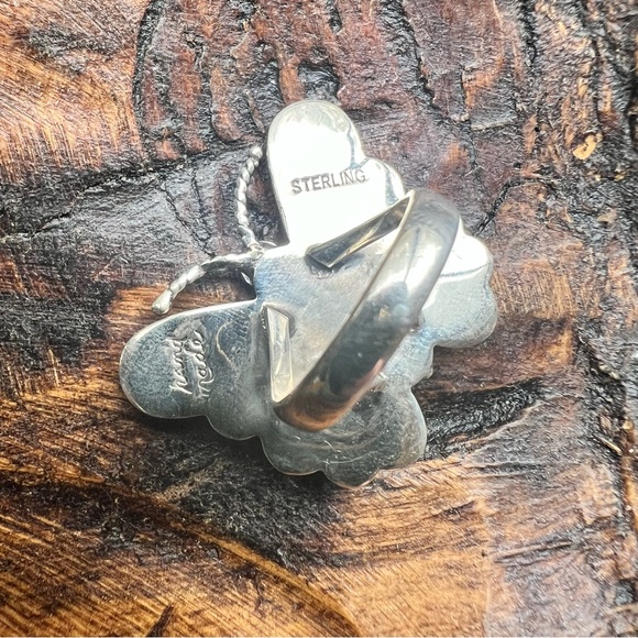 Spiny Oyster & Turquoise Butterfly Statement Ring | 925 Sterling | Size 8 - Picture 4 of 13